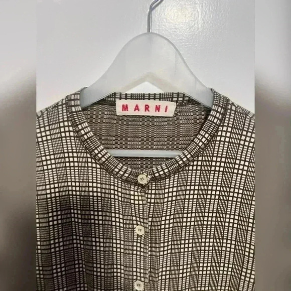 Marni Checkered Print Button Front Cardigan Size 10 - Picture 2 of 3